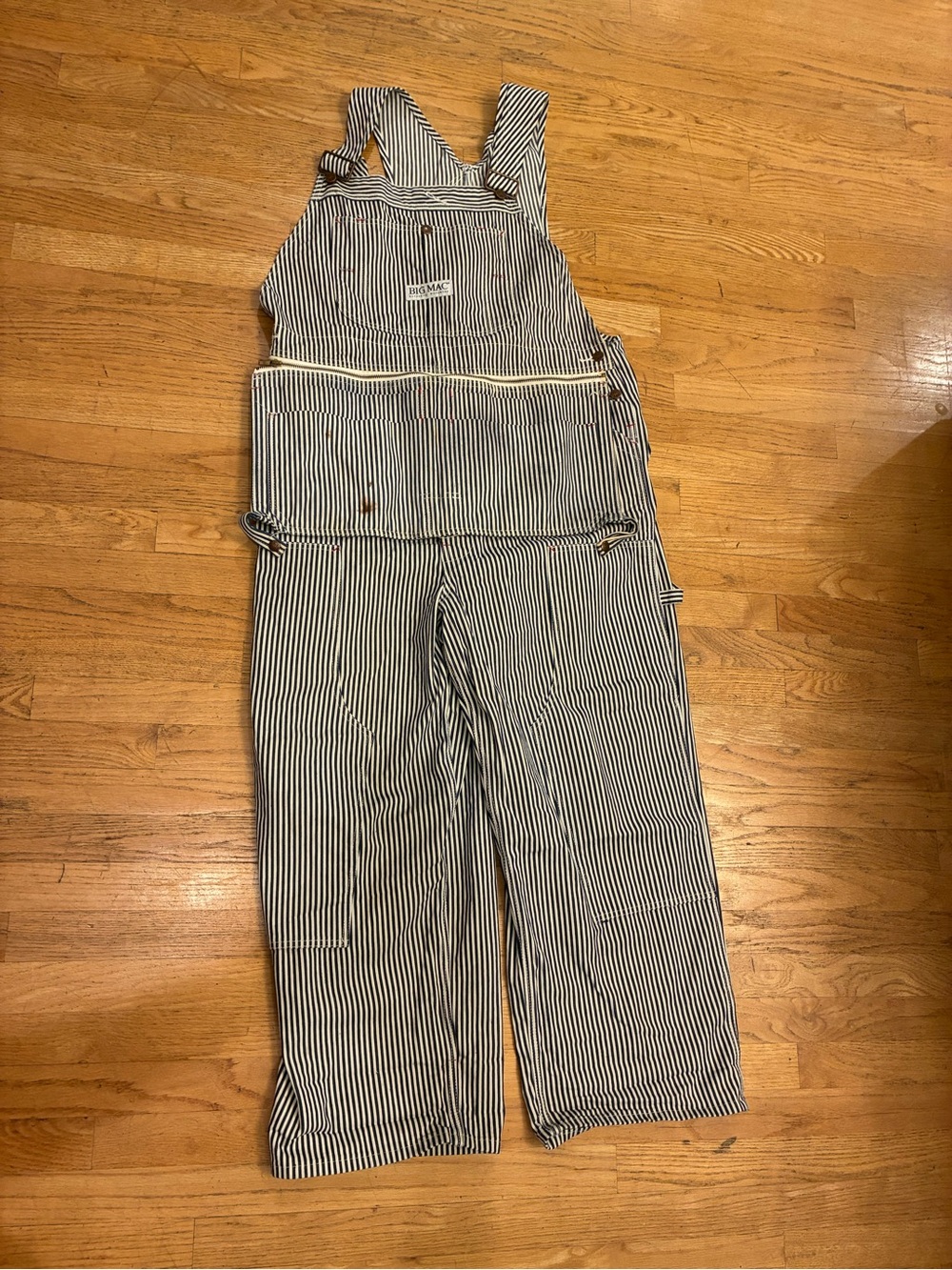 vintage BIG MAC authentic workwear Carpenter striped denim bib Overalls 44